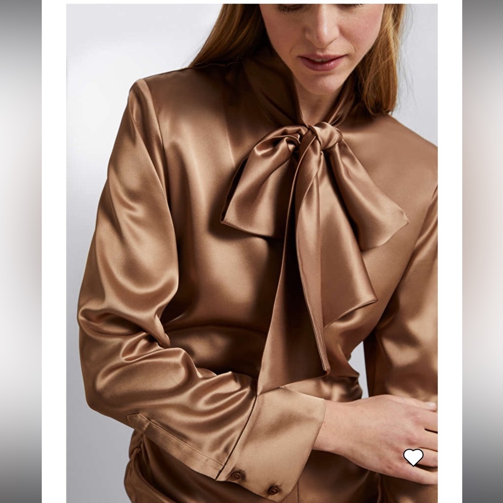 Satin Lavallière-Neck Mini Dress